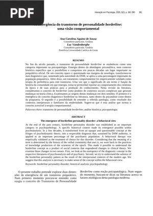 A emergência do transtorno de personalidade borderline: uma visão comportamental (Artigo)