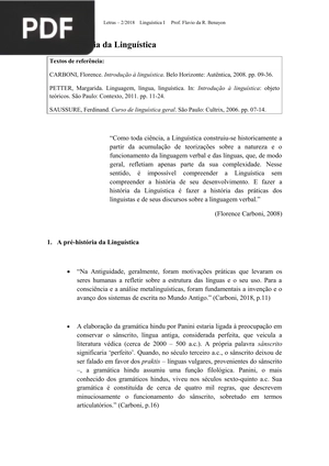 A pré-história da Linguística (Artigo)