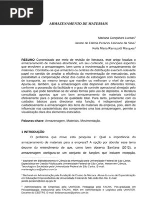 Armazenamento de Materias