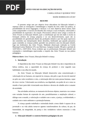 Artes Visuais na educação infantil (Artigo)