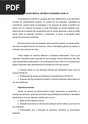 A saúde mental em meio à pandemia COVID-19 (Artigo)