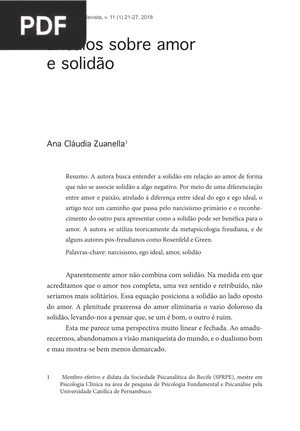 Ensaios sobre amor e solidão (Artigo)