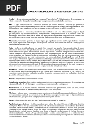 Glossário de termos epistemológicos e de metodologia científica