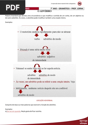 O Advérbio