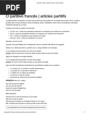 O partitivo francês articles partitifs