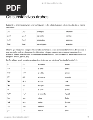 Os substantivos árabes