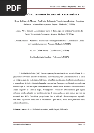 Ácido Hialurônico dentro da área de estética e cosmética