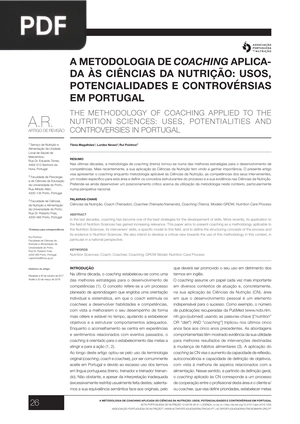A metodologia de coaching aplicada às  Ciências da Nutrição: Usos, potencialidades e controvérsias em Portugual (Artigo)