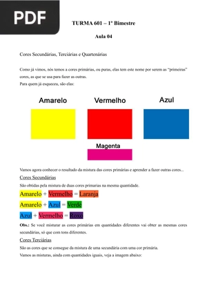 Cores Secundárias, Terciárias e Quartenárias (Artigo)