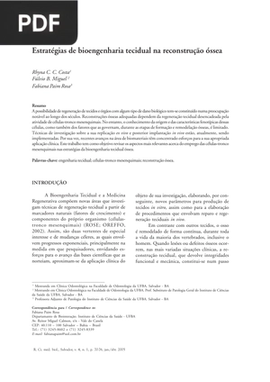 Estratégias de bioengenharia tecidual na reconstrução óssea (Artigo)