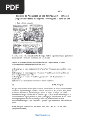 Exercício de Adequação ao Uso da Linguagem (Artigo)