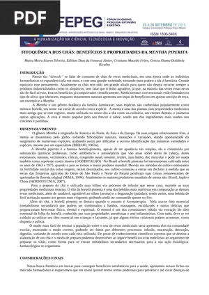 Fitoquímica dos chás: Benefícios e propiedades de mentha piperita (Artigo)