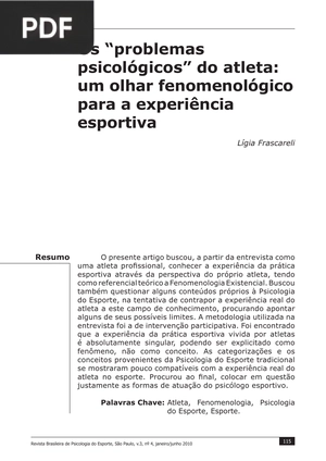 Os problemas psicológicos do atleta: um olhar fenomenológico para a experiência esportiva