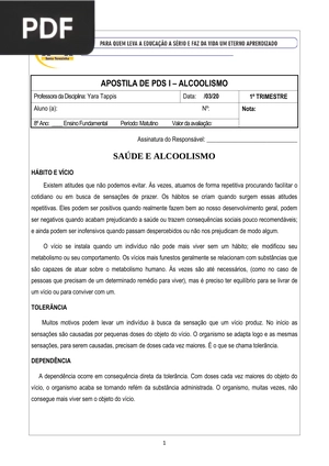 Saúde e alcoolismo (Artigo)