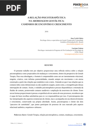 A relação psicoterapêutica na abordagem gestáltica