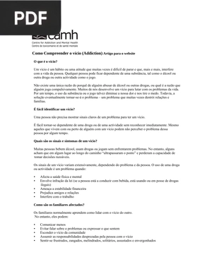 Como Compreender o vício (Addiction) Artigo para o website (Artigo)