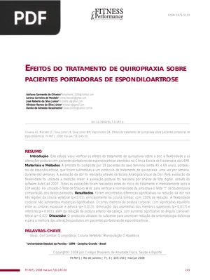Efeitos do tratamento de quiropraxia sobre pacientes portadoras de espondiloartrose