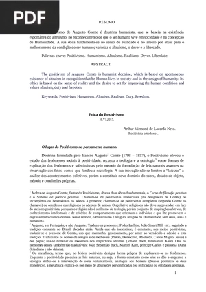 Etica do Positivismo
