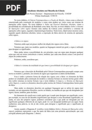 Idealismo Absoluto em Filosofia da Ciência (Artigo)