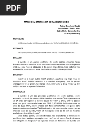 Manejo em emergência do paciente suicida (Artigo)