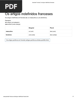 Os artigos indefinidos franceses