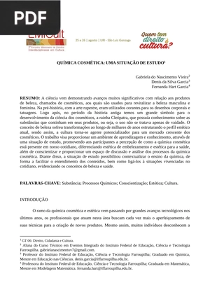 Quimica Cosmetica: Uma Situação de Estudio (Artigo)