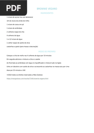 Receita de Brownie vegano