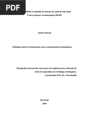 Iridologia alemã correlacionada com os medicamentos homeopáticos