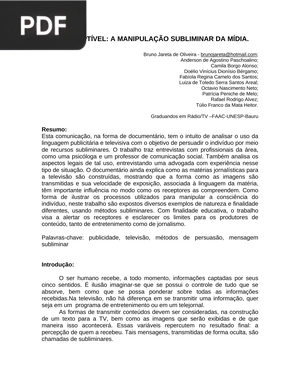 Imperceptível: A manupulação subliminar da mídia (Artigo)