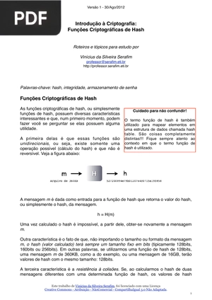 Introdução à Criptografia: Funções Criptográficas de Hash (Artigo)