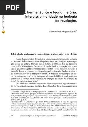 Teologia, hermenêutica e teoria literária. Interdisciplinaridade na teologia da revelação.