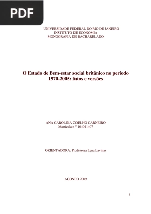 O Estado de Bem-estar social britânico no período 1970-2005