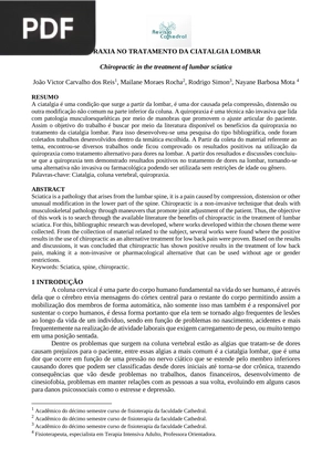 A quiropracia no tratamento da ciatalgia lombar