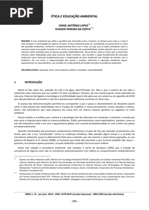 Ética e educaçao ambiental