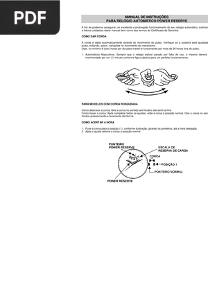 Manual de instruções para relógio automático power reserve (Artigo)
