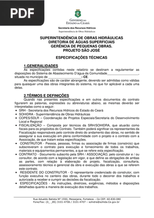 Especificações técnicas