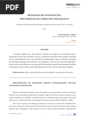 Perturbações de Stress Pós-Traumático