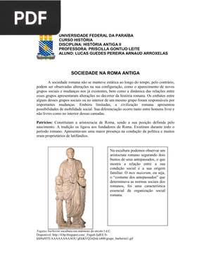 Sociedade da Roma antiga (Artigo)