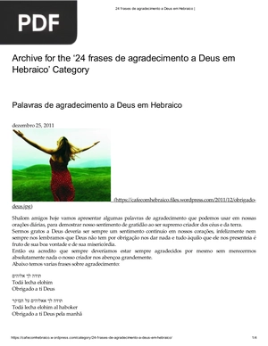 Palavras de agradecimento a Deus em Hebraico