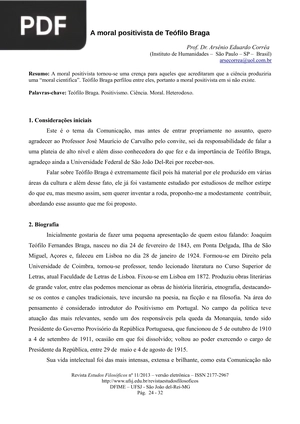 A moral positivista de Teófilo Braga (Artigo)