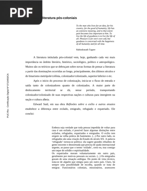 Teoria e literatura pós-colonial