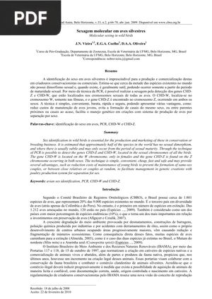 Sexagem molecular em aves silvestres (Artigo)