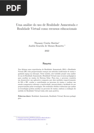 Uma análise do uso de Realidade Aumentada e Realidade Virtual como recursos educacionais