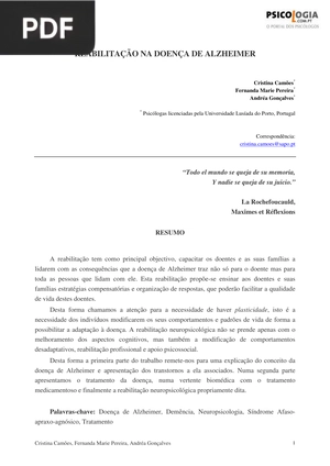 Reabilitação na doença de alzheimer