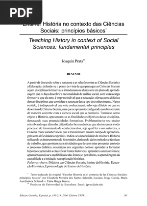 Ensinar História no contexto das Ciências Sociais