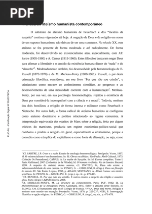 A crítica do atéismo humanista contemporâneo