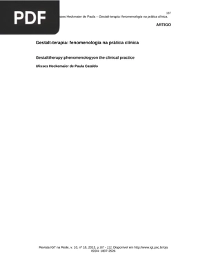 Gestalt-terapia: fenomenologia na prática clínica
