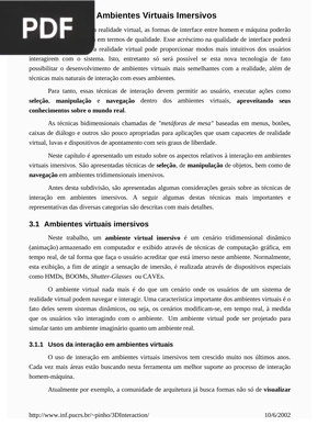 Interação em Ambientes Virtuais Imersivos