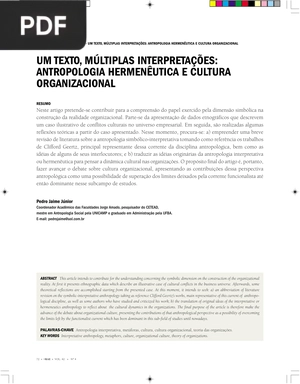 Um texto, múliplas interpretações: Antropologia hermenêutica e cultura orgazinacional