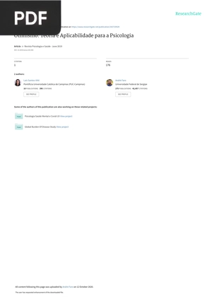 Otimismo: Teoria e Aplicabilidade para a Psicologia